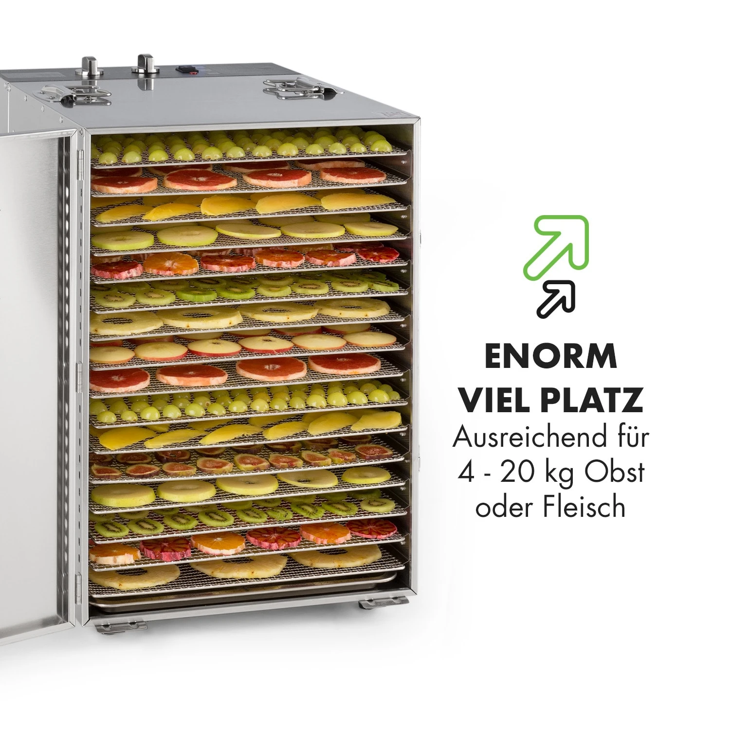 Master Jerky 16 Dörrautomat + Fleischhaken Set 1500W 40-90 °C 15h-Timer Edelstahl Silber 6 Master Jerky 16 Dörrautomat + Fleischhaken Set 1500W 40-90 °C 15h-Timer Edelstahl Silber – Bild 6